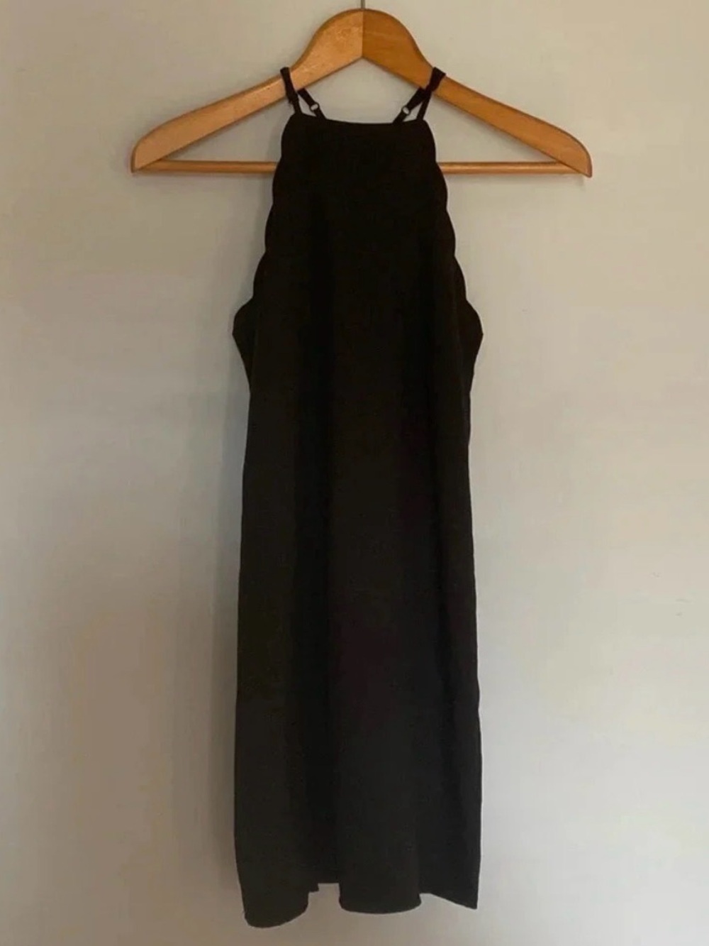 Lulus Black Scallop Sheath Halter Dress Size Extra Extra Small XXS